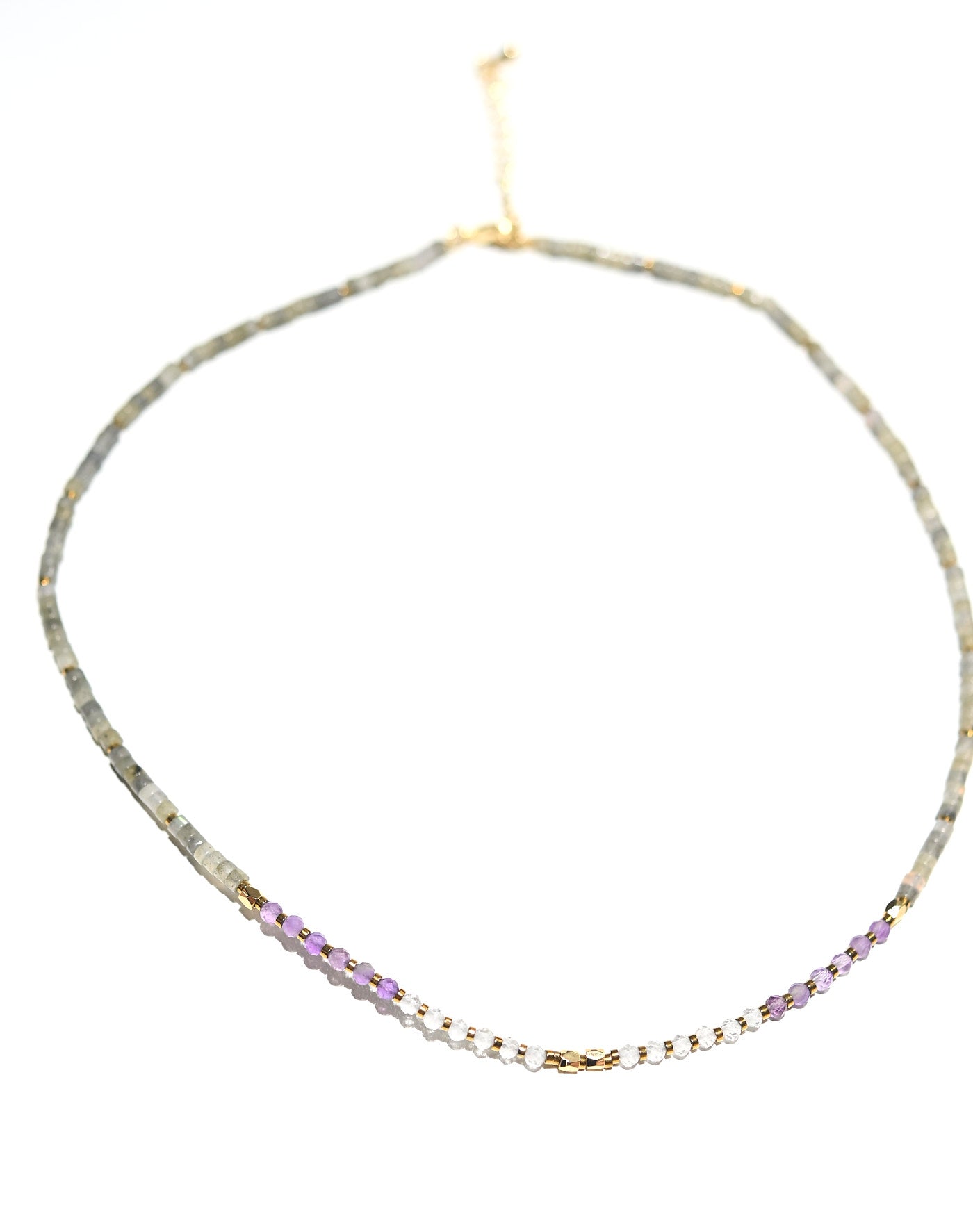 Amplify Necklace - Clear Quartz, Amethyst + Labradorite