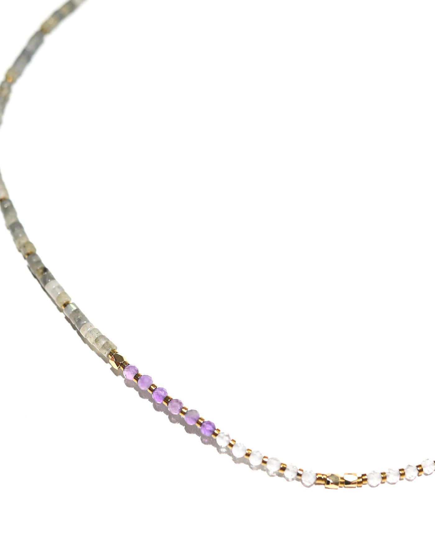 Amplify Necklace - Clear Quartz, Amethyst + Labradorite