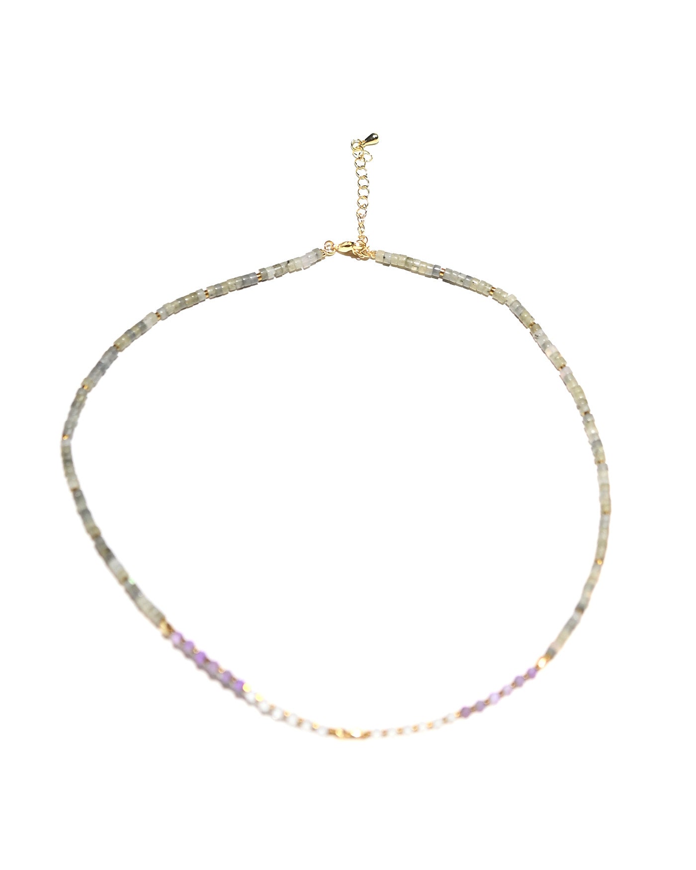 Amplify Necklace - Clear Quartz, Amethyst + Labradorite