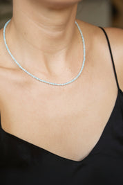 Aquamarine Necklace - 3mm Beaded