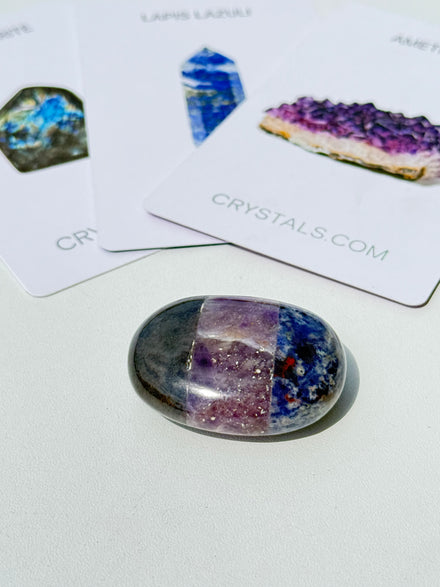 Clarity Palm Stone — Amethyst, Lapis Lazuli, Labradorite — Labradorite crystal specimen
