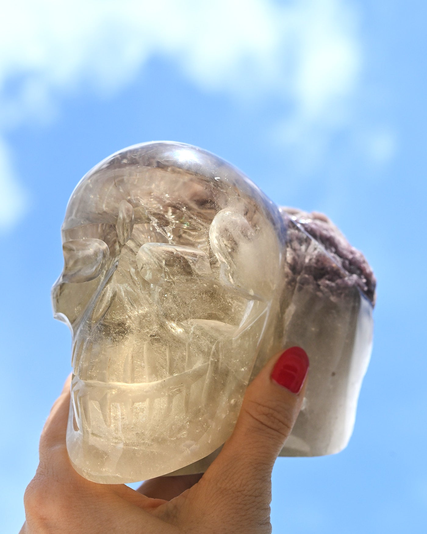 Citrine & Lepidolite Skull Carving, Brazil