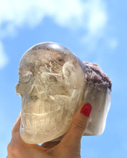 Citrine & Lepidolite Skull Carving, Brazil