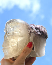 Citrine & Lepidolite Skull Carving, Brazil