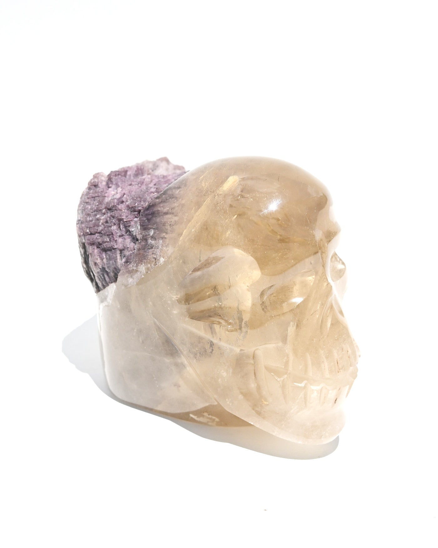 Citrine & Lepidolite Skull Carving, Brazil
