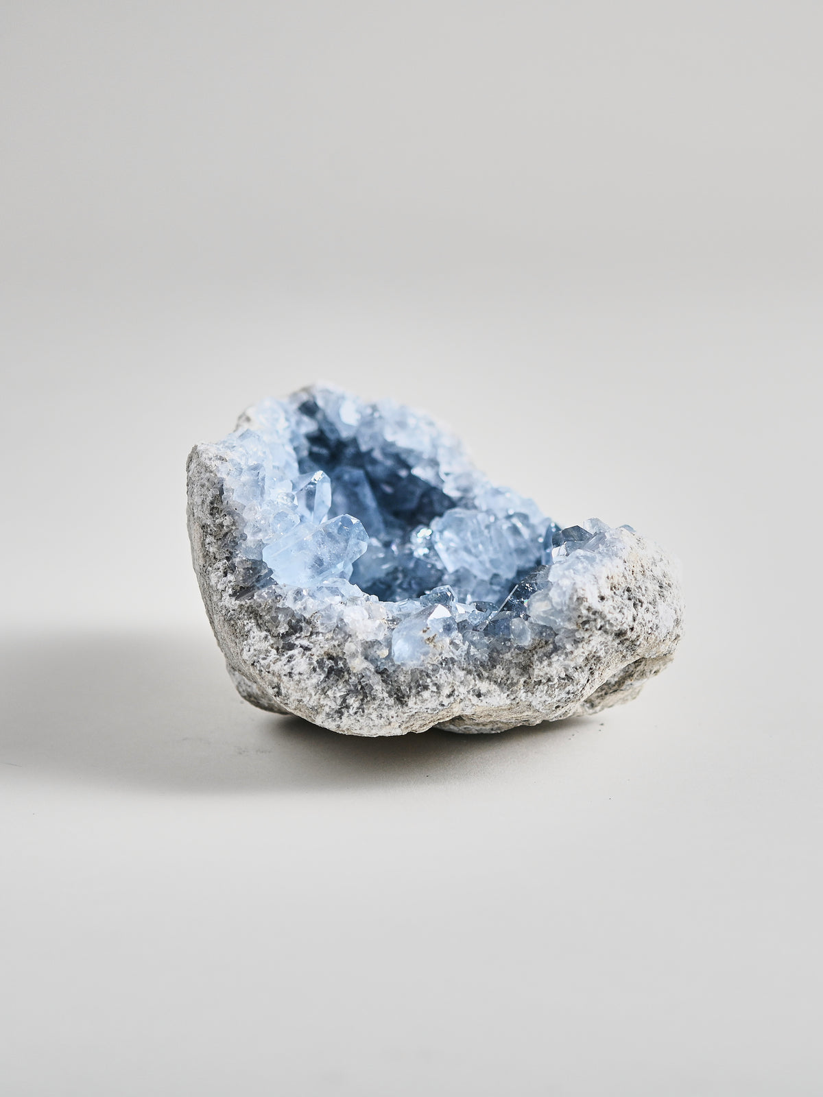 Celestite crystal — Pale blue, white, colorless specimen, Orthorhombic crystal system