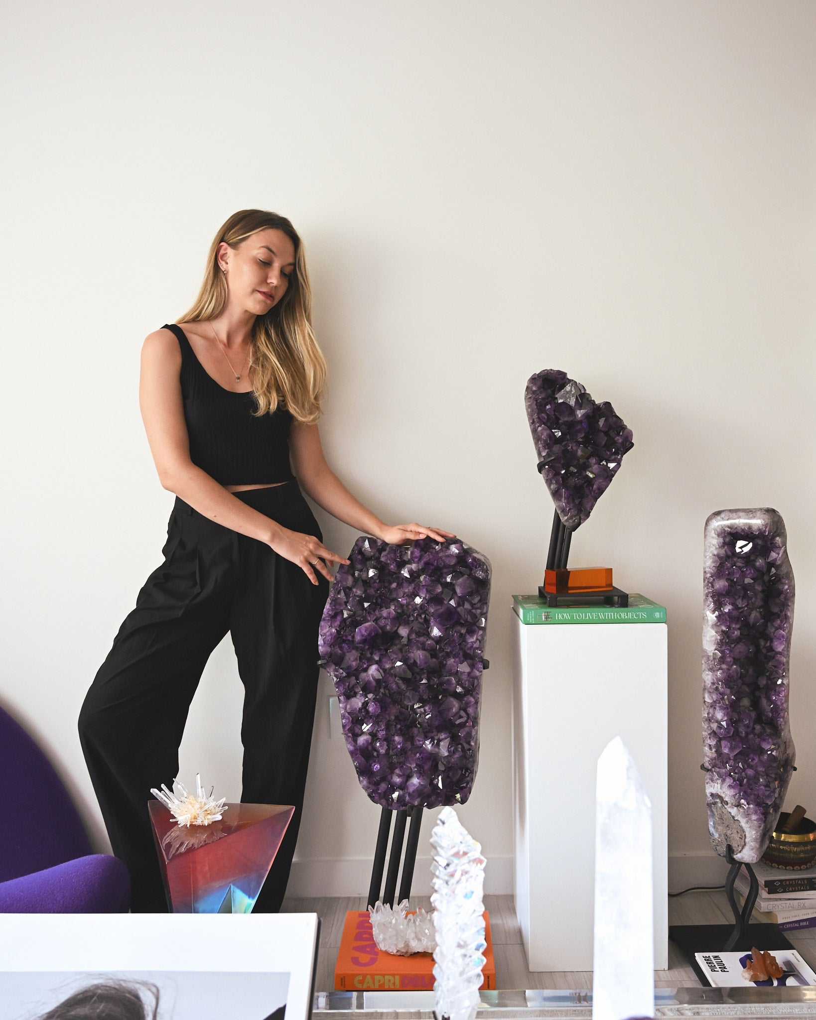 Statement Amethyst Geode | 98lb / 3ft Deep Purple Brazilian Crystal on Custom Stand - natural amethyst crystal cluster spe...