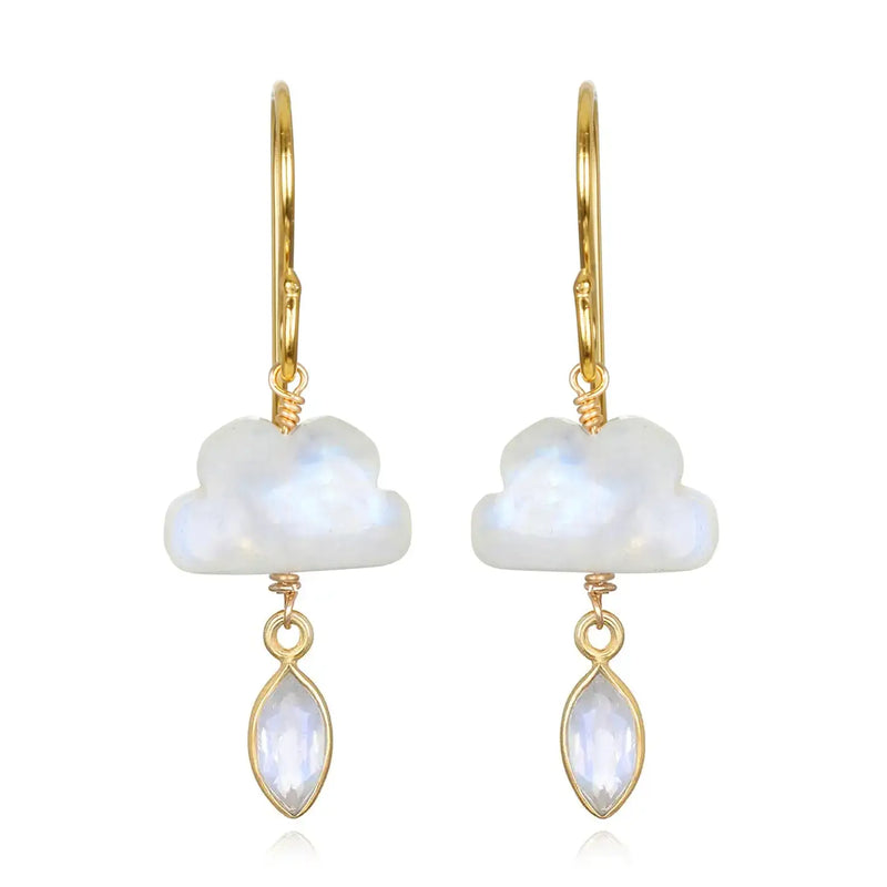 Cloud Dangles-Rainbow Moonstone