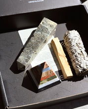Crystal Protection & Chakra Balancing Set – Pyrite, Sage & Palo Santo