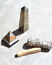 Crystal Protection & Chakra Balancing Set – Pyrite, Sage & Palo Santo