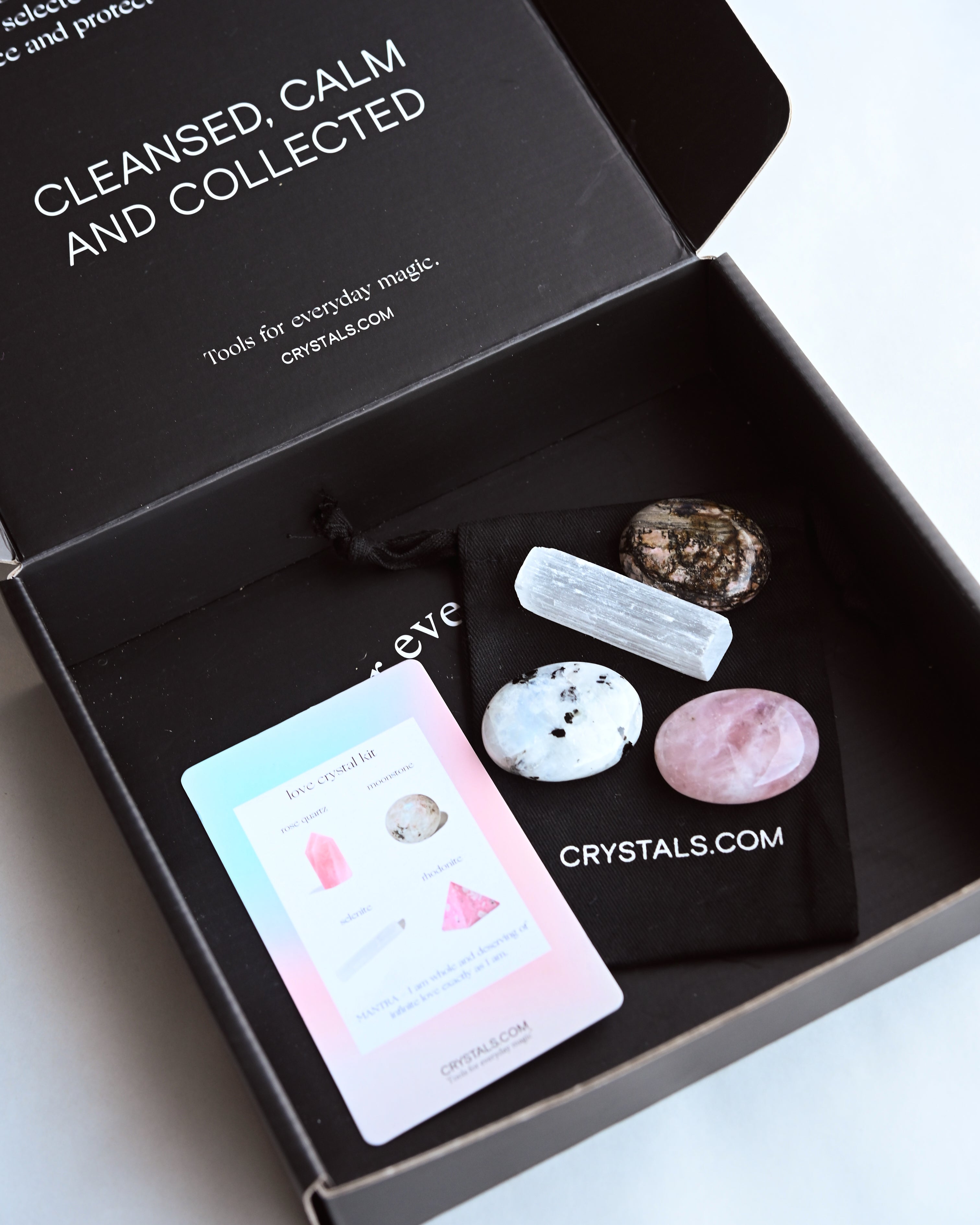 Love Crystal Kit – Rose Quartz, Moonstone, Rhodonite & Selenite