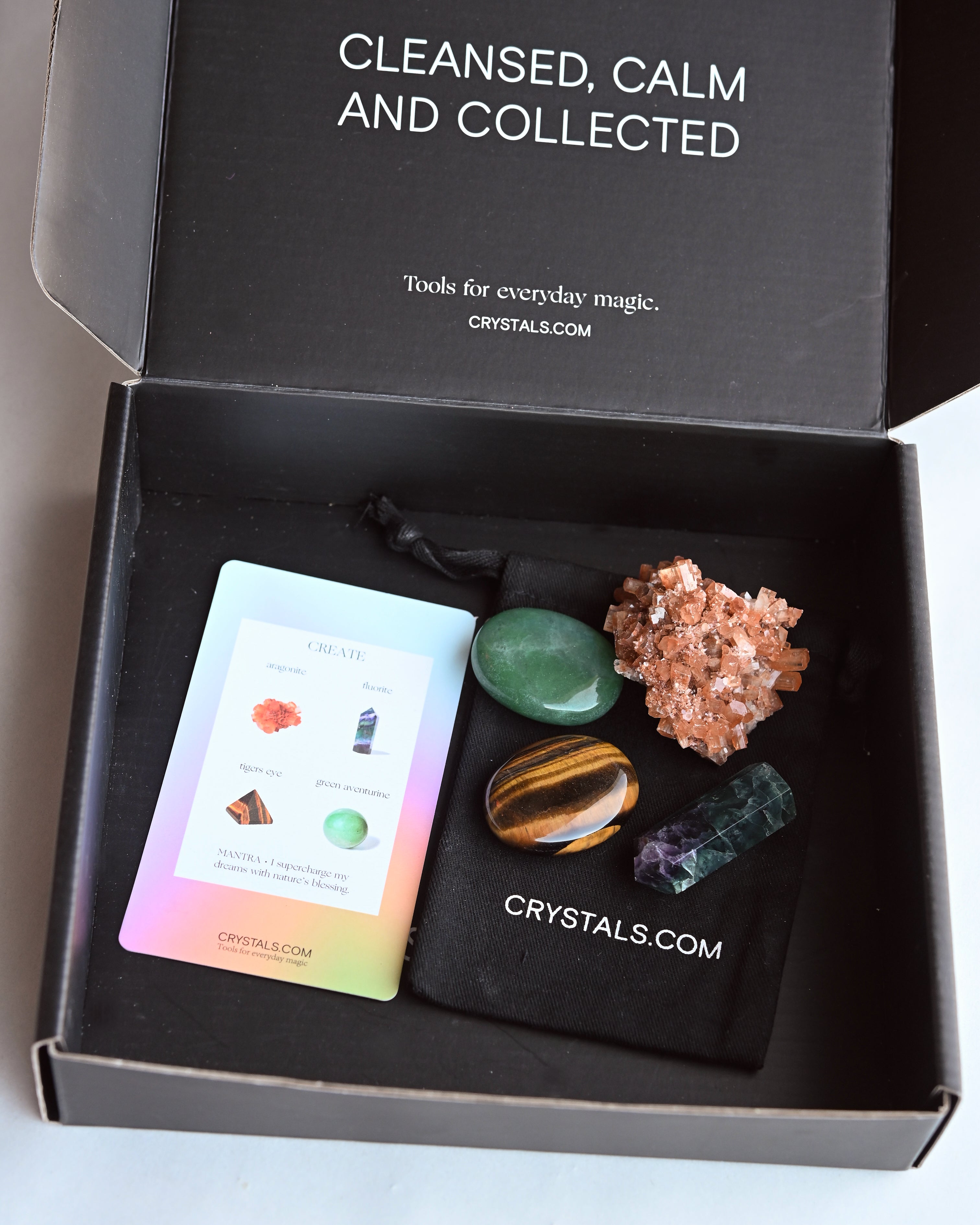 Create Crystal Kit – Fluorite, Aventurine, Tiger’s Eye & Aragonite