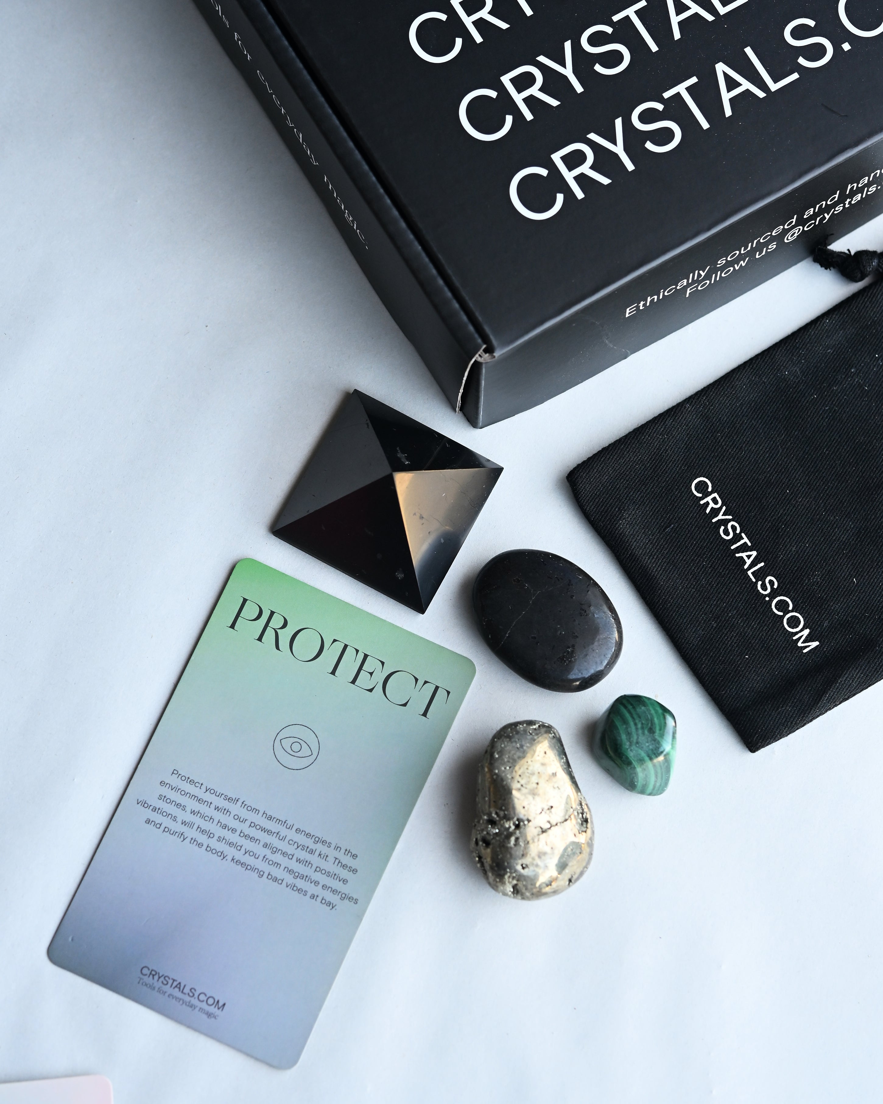 Protect Crystal Kit – Shungite, Malachite, Pyrite & Tourmaline