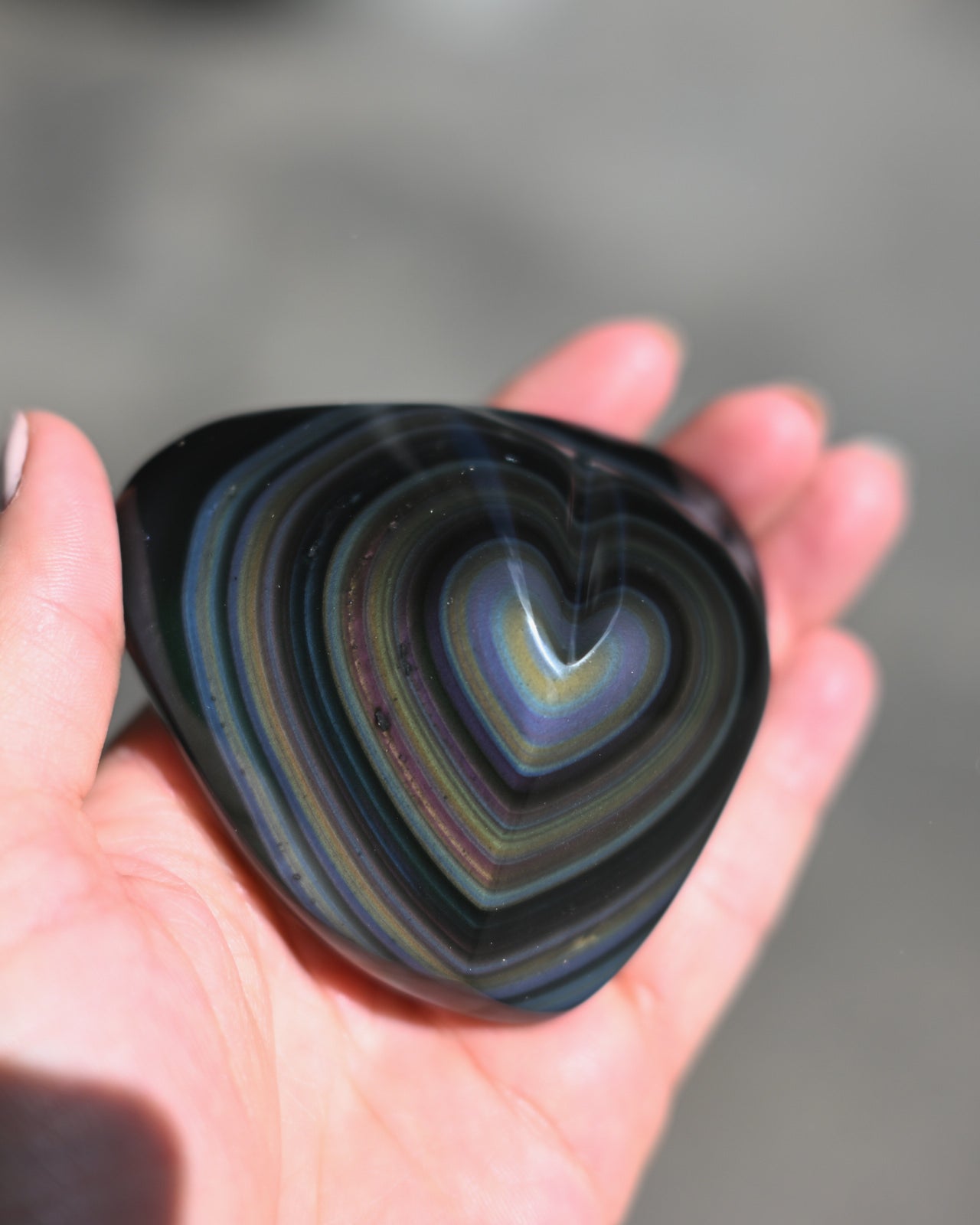 Rainbow Obsidian Heart