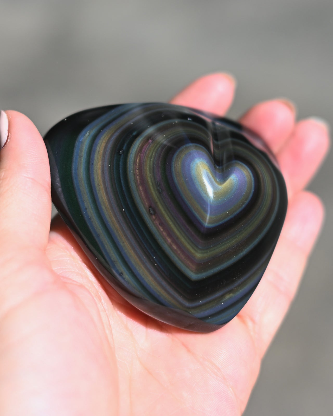 Rainbow Obsidian Heart