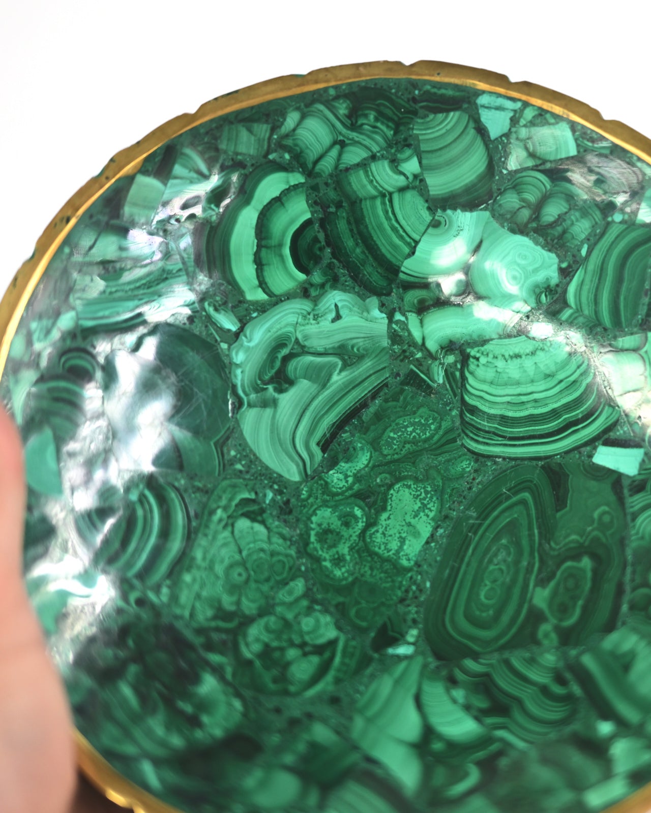 Malachite Bowl with Gold Rim