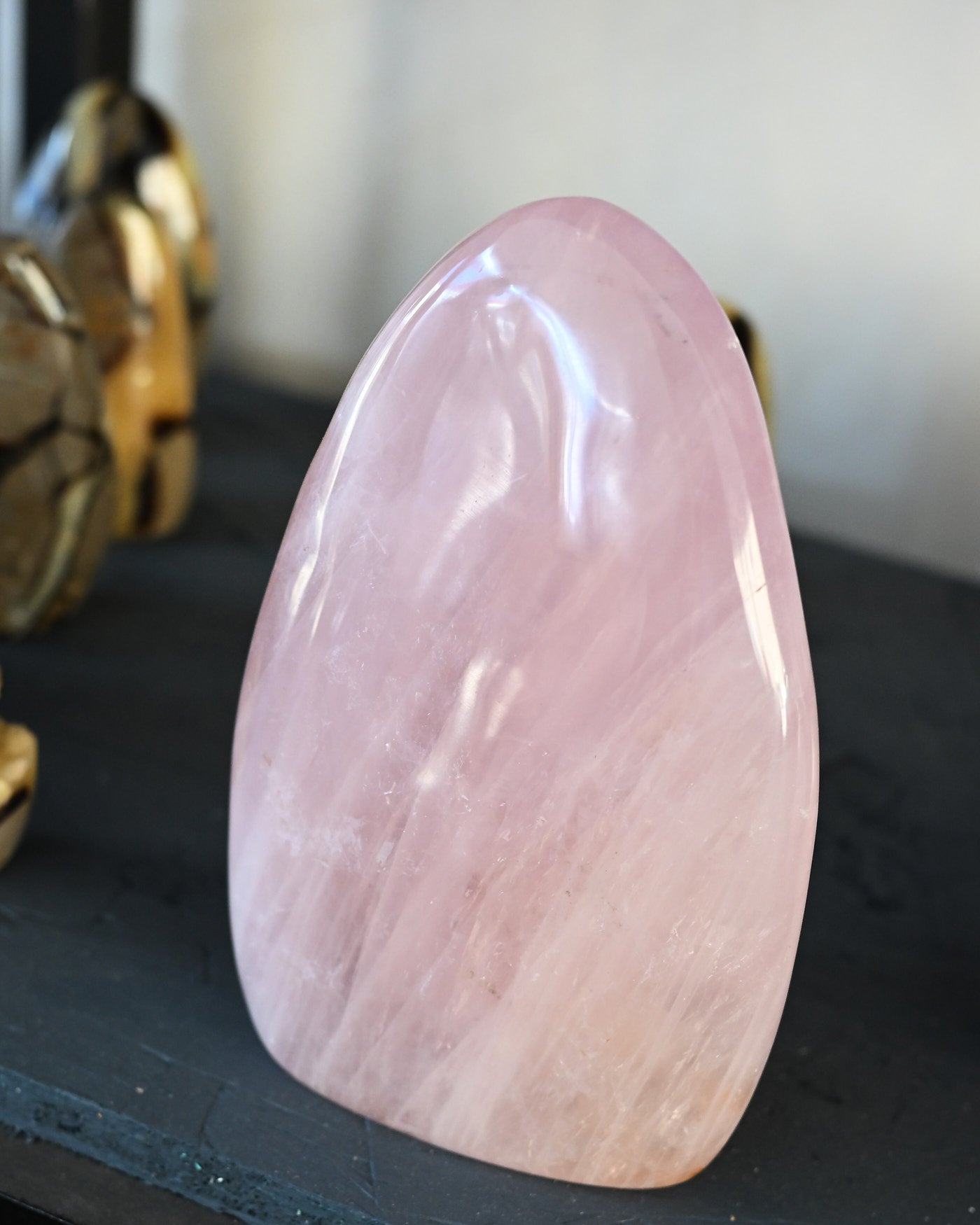 Rose quartz statement freeform side view