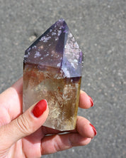 Rose quartz geometric point backlit