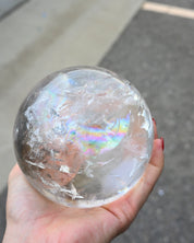 Rainbow rutile statement clear Quartz sphere Brazil