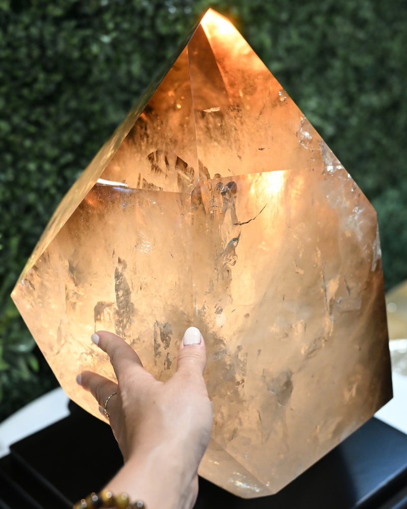 Museum Grade 78 lbs natural Smoky Quartz on Rotating Base