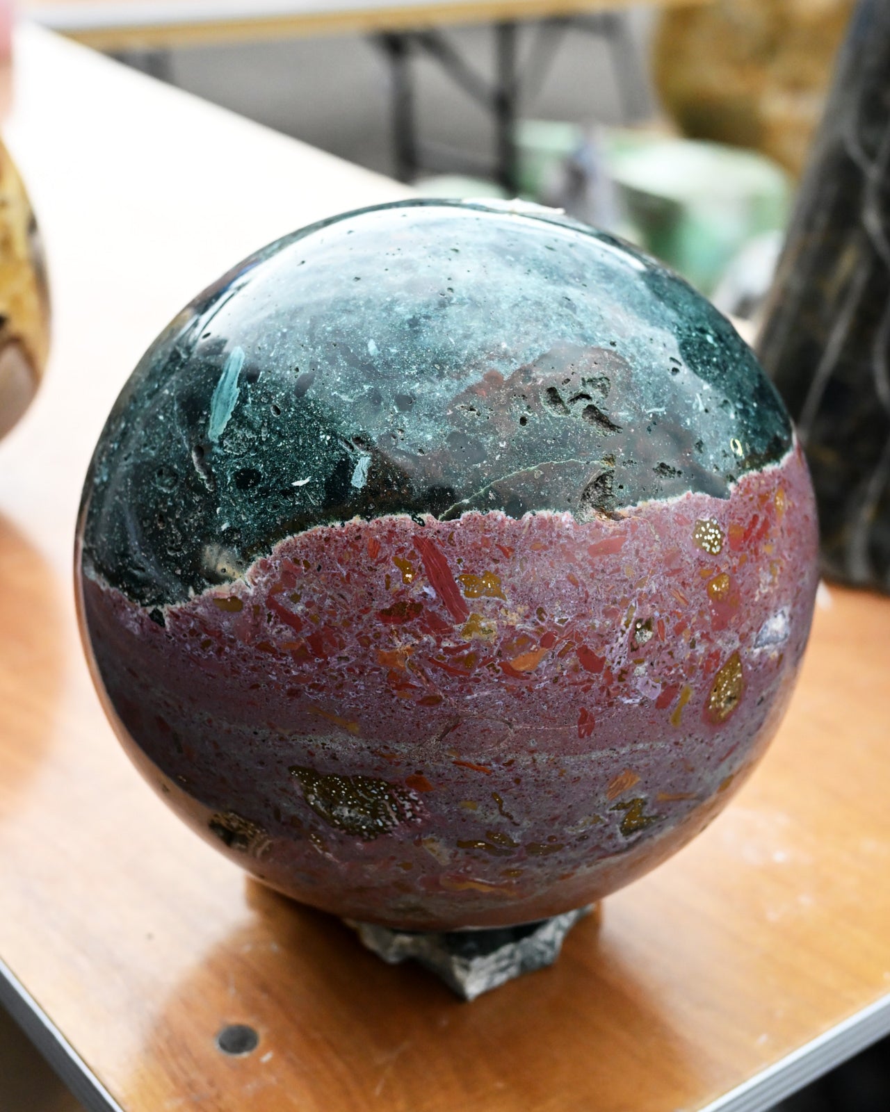 Massive Ocean Jasper Sphere  41 lbs