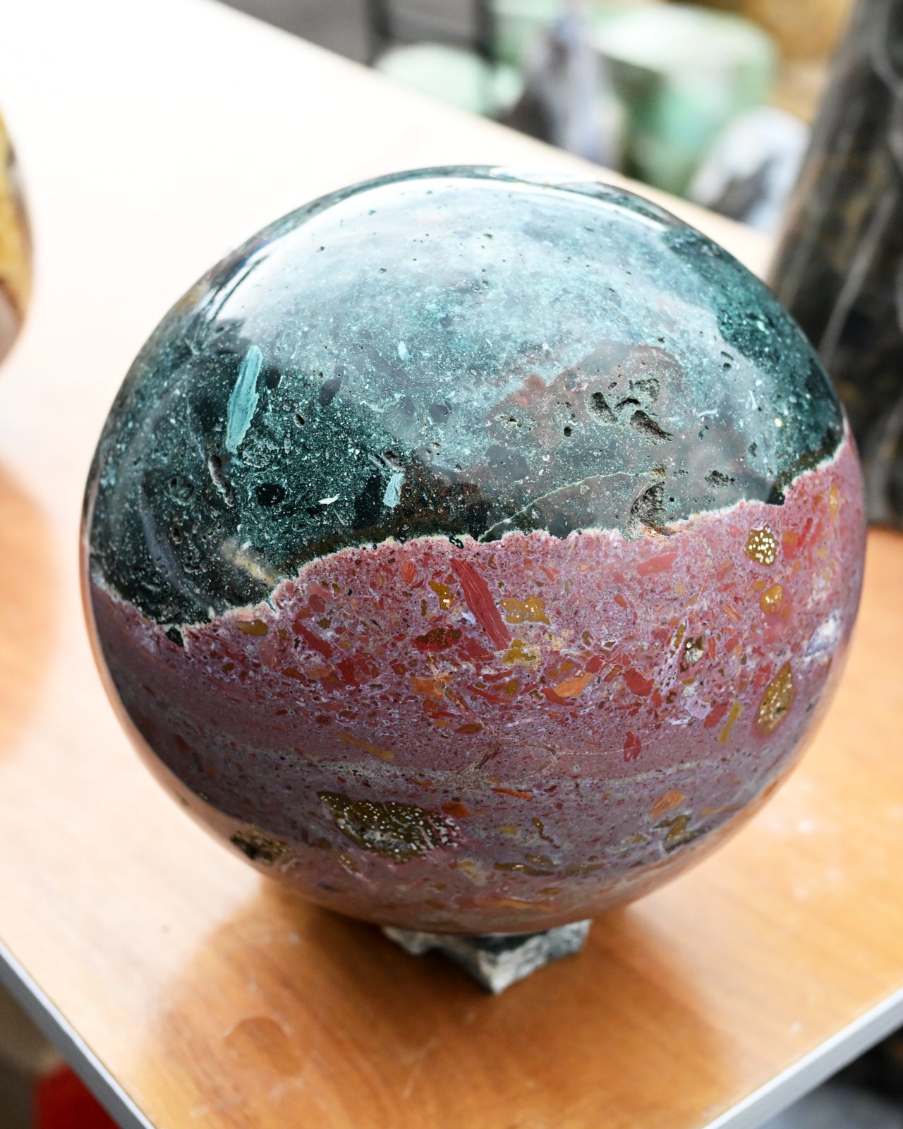Massive Ocean Jasper Sphere  41 lbs