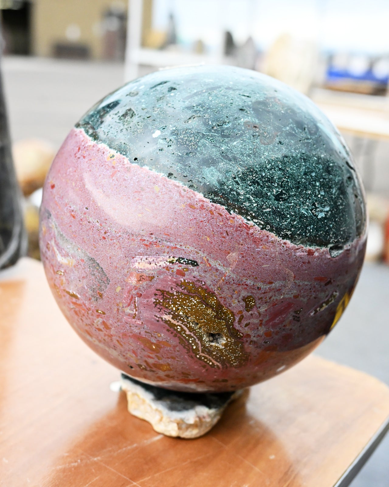 Massive Ocean Jasper Sphere  41 lbs