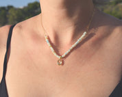 Citrine & Amazonite Paperclip Necklace