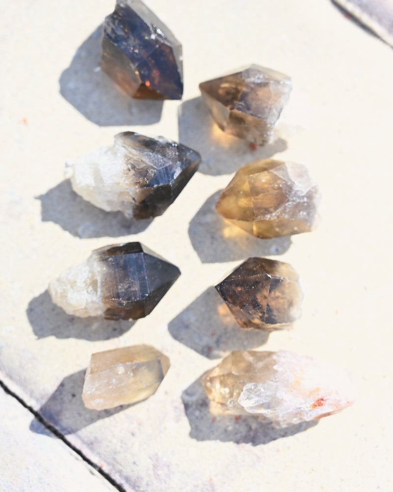 Smoky Elestial Citrine Point Mini - natural citrine crystal point for sale at Crystals.com