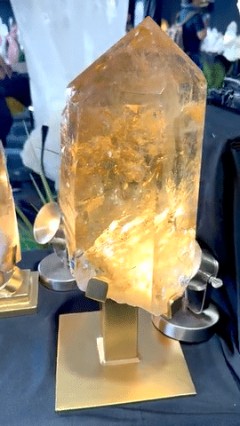 26lb statement citrine tower on stand - all natural