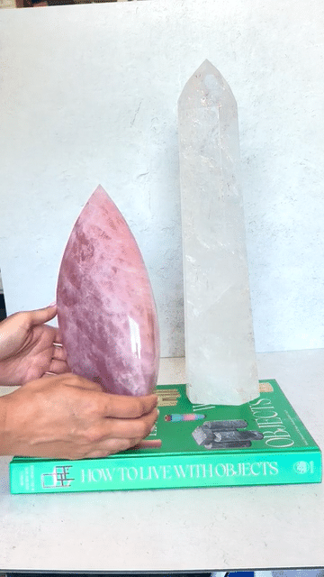 Statement Rose Quartz Flame + Clear Quartz Tower Bundle