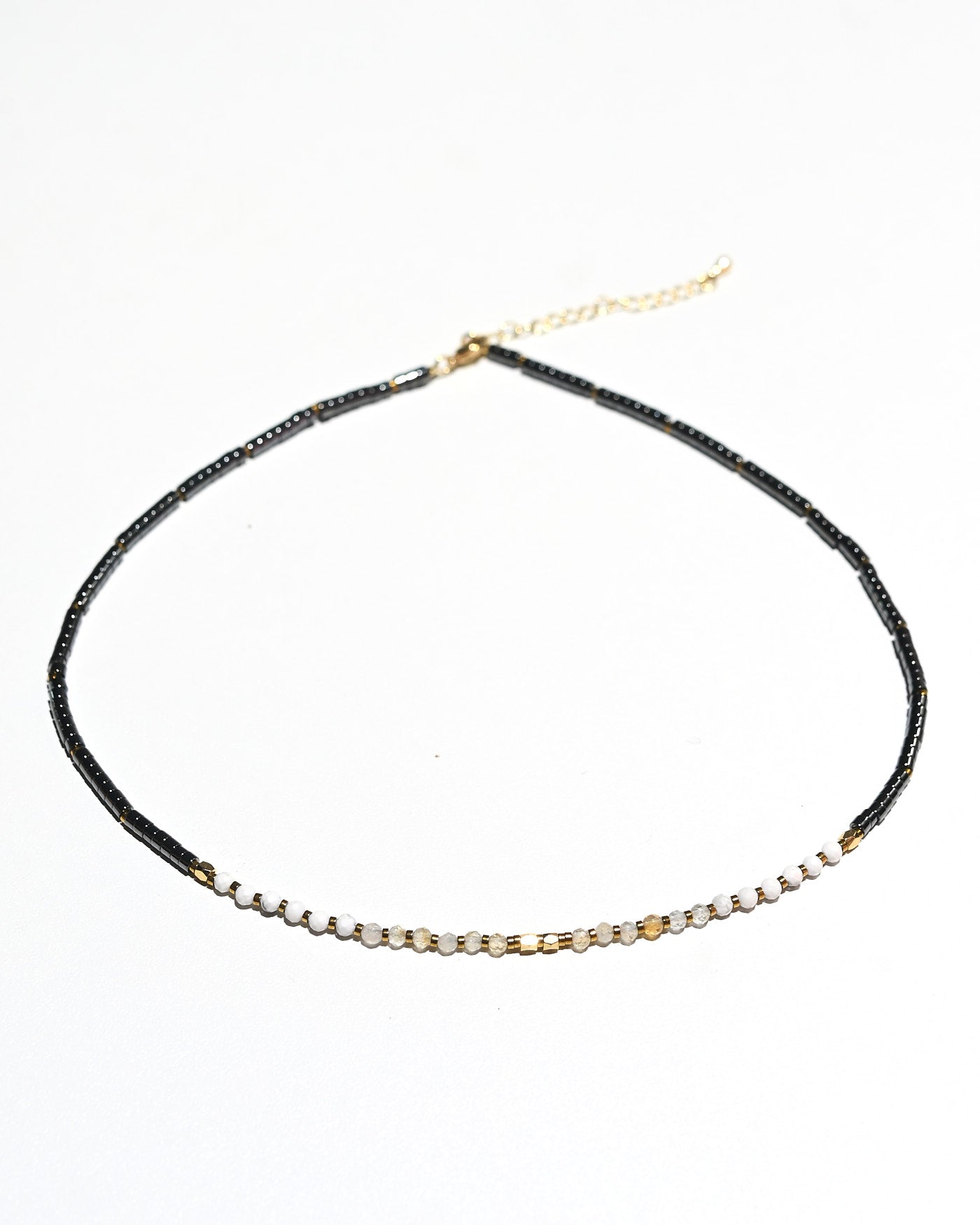 Clarity Necklace - Hematite, Howlite + Clear Quartz