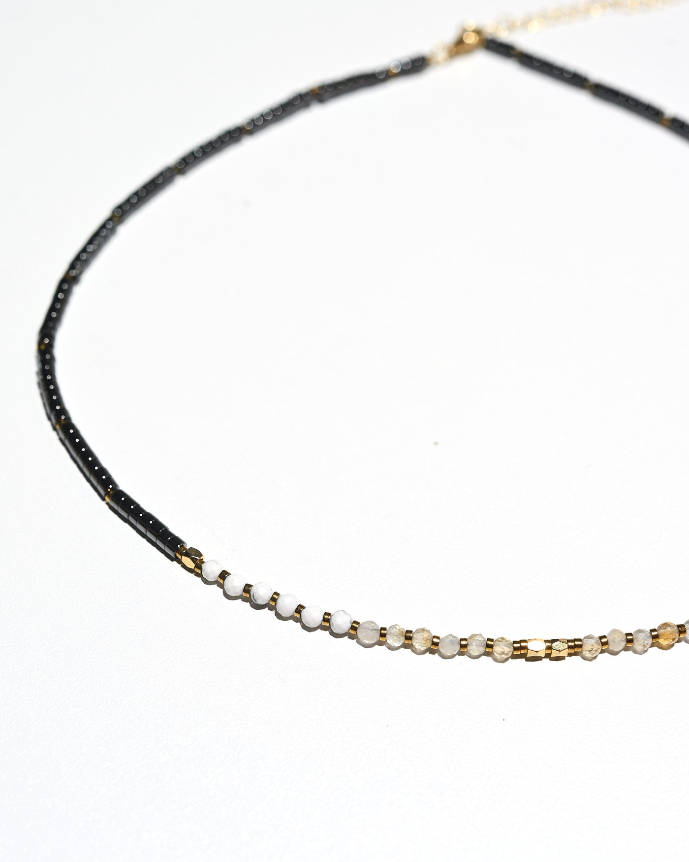 Clarity Necklace - Hematite, Howlite + Clear Quartz