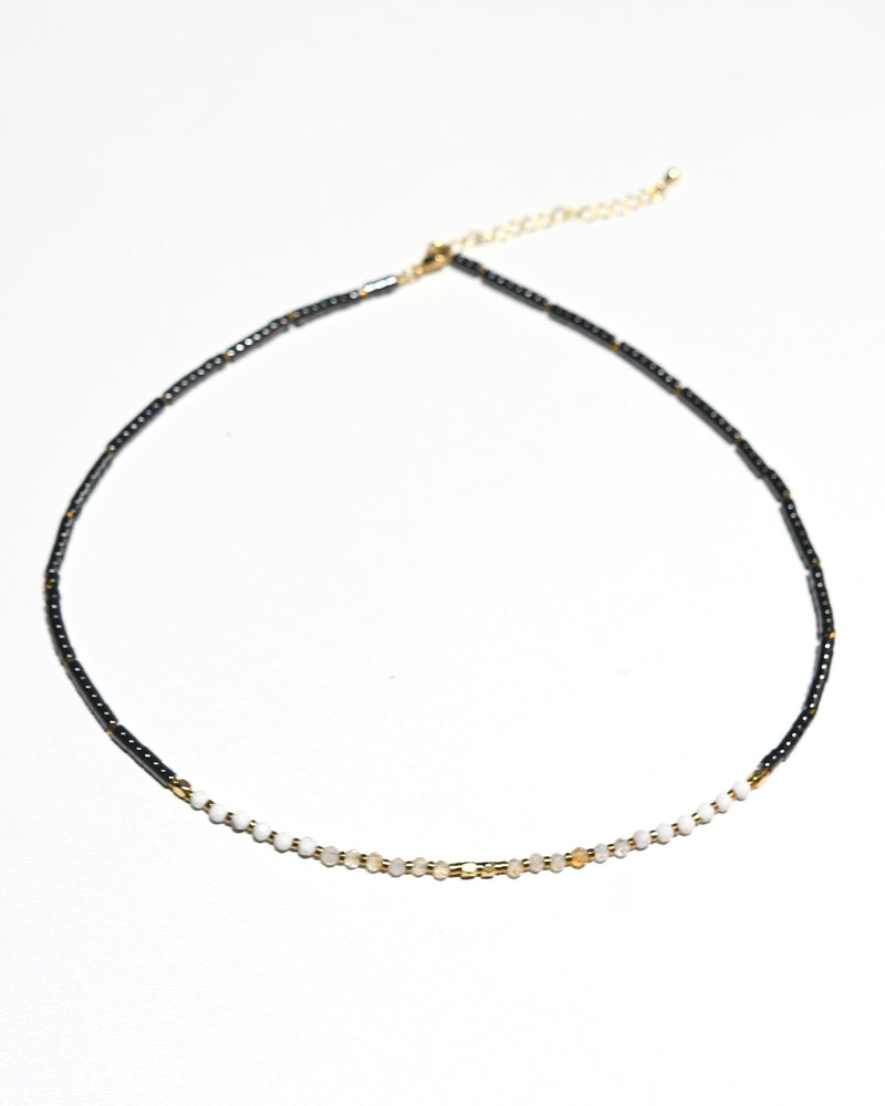 Clarity Necklace - Hematite, Howlite + Clear Quartz