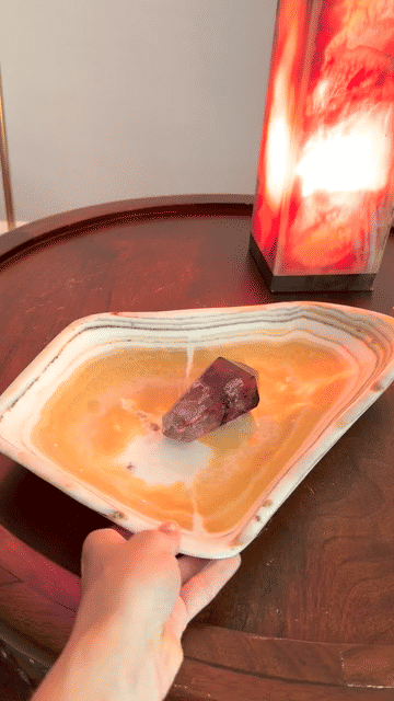Statement   Banded Onyx Sculptural Tray 14in