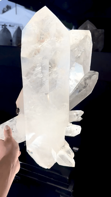 45lb Museum Grade Clear Quartz Multi-Point Cluster on Rotating Stand