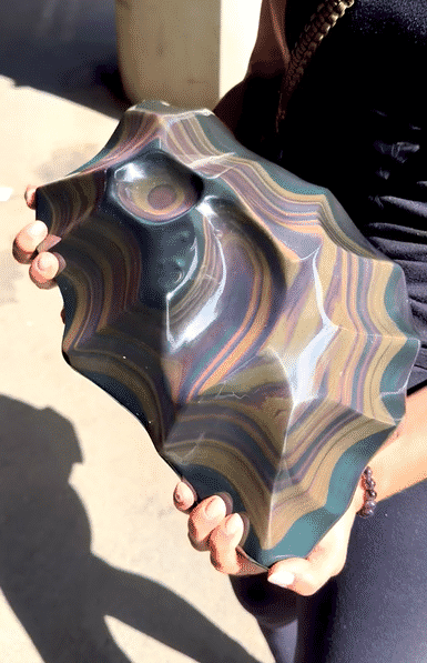 25lb Museum-Grade Rainbow Obsidian Sculptural Form — Hand Carved, Mexico