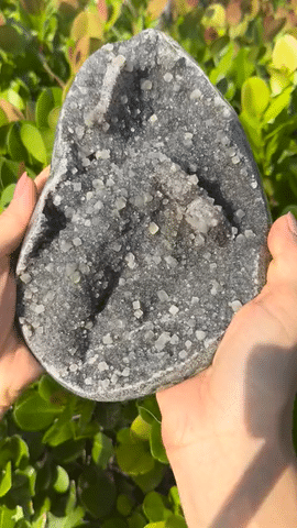 Green Amethyst w/ Calcite Geode on Stand 11 inch