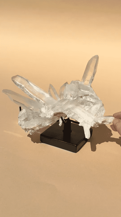 Diamantinas Quartz Cluster on Rotating Stand