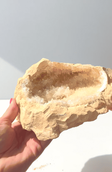 White Quartz Druzy Geode 2.2lbs