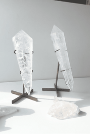 Clear Quartz Double Terminated Point on Stand