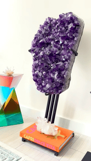 Statement Amethyst Geode | 98lb / 3ft Deep Purple Brazilian Crystal on Custom Stand