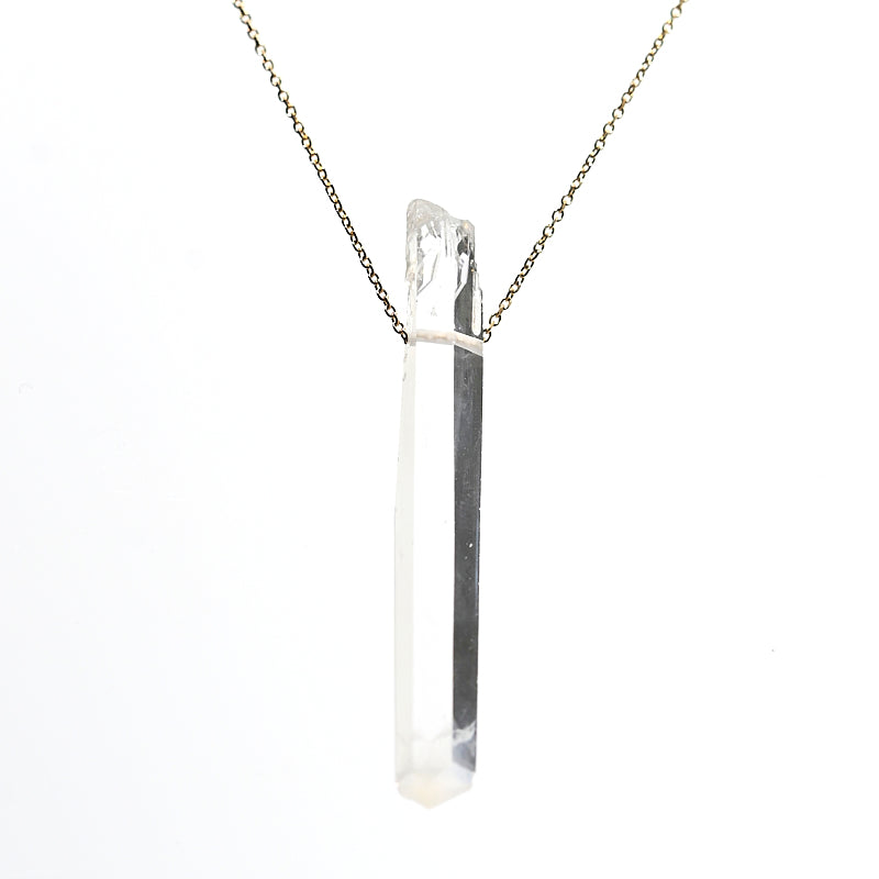 Lemurian Smoke point crystal necklace 14k gold
