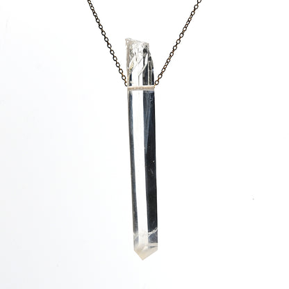 Lemurian Smoke point crystal necklace 14k gold