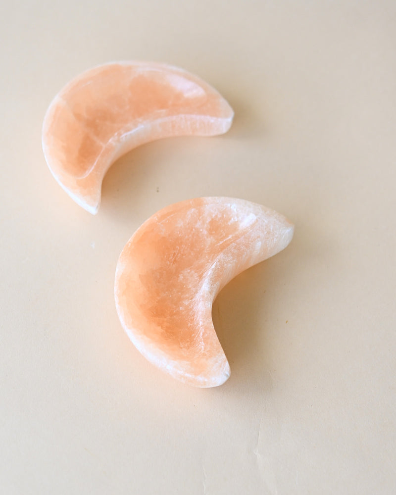 Orange Selenite Moon Bowl 4in