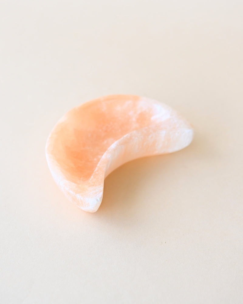 Orange Selenite Moon Bowl 4in