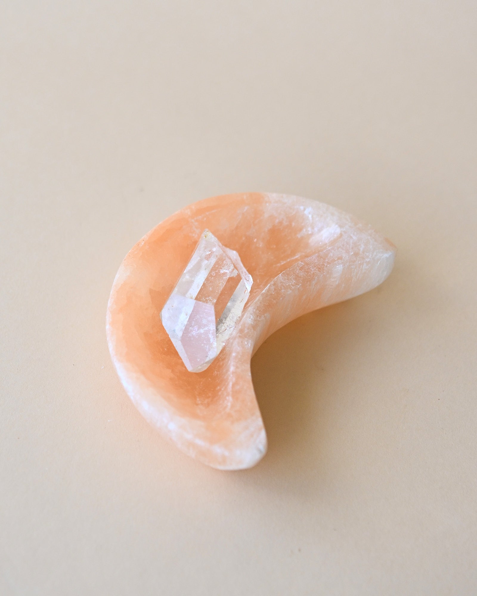 Orange Selenite Moon Bowl 4in