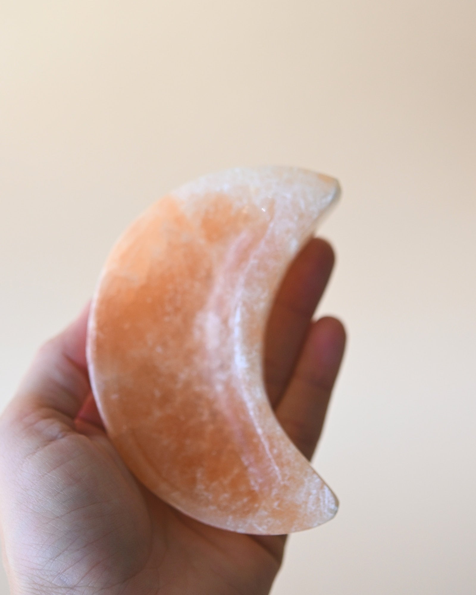Orange Selenite Moon Bowl 4in