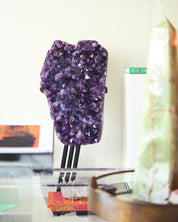 Statement Amethyst Geode | 98lb / 3ft Deep Purple Brazilian Crystal on Custom Stand