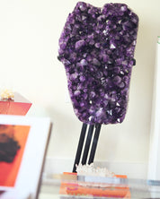 Statement Amethyst Geode | 98lb / 3ft Deep Purple Brazilian Crystal on Custom Stand